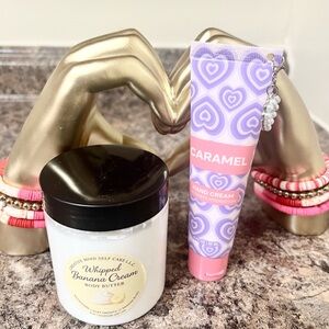 Brand New Whipped Banana Cream Body Butter and Caramel Hand Cream Set